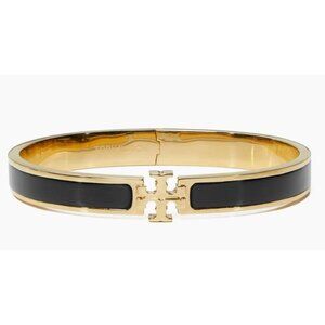 NEW!!  TORY BURCH BLACK AND GOLD KIRA BANGLE BRACELET